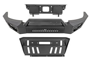 Toyota Tacoma Front Bumper - Rough Country - LED with Winch Mount - Flat Black - '05-'11